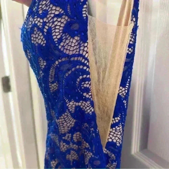 Dave & Johnny Royal Blue Beaded Sleeveless Formal Cocktail Homecoming Dress - Picture 7 of 11